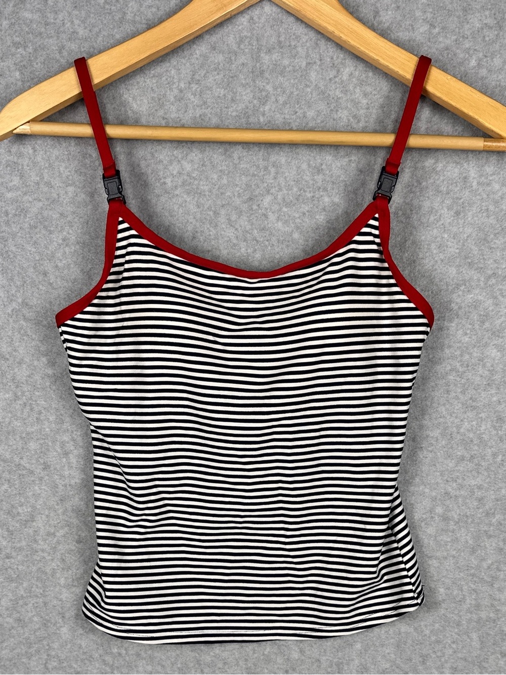 Baltex Nursing Tankini Swim Top Size 10 Navy White Stripe Nautical